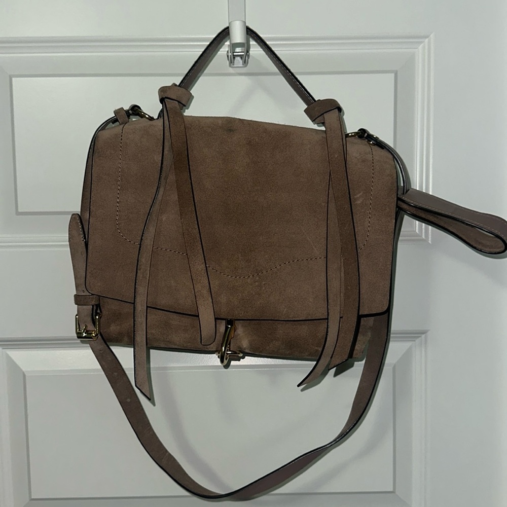Rebecca Minkoff Stella Suede Satchel Bag in Mink Brown
